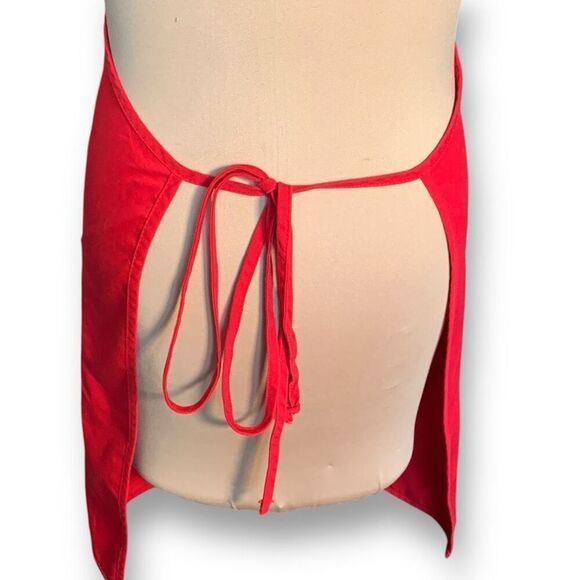 Starbucks Christmas Red Barista Full Apron Green Embroidered Logo Tie Back - Picture 10 of 15
